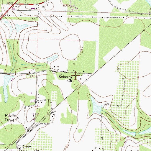 Topographic Map of Rebecca Church, GA