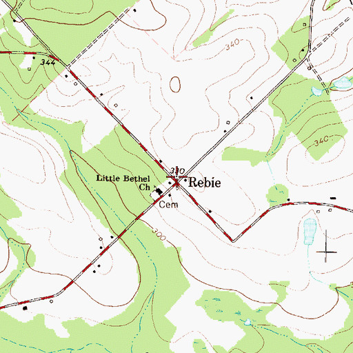 Topographic Map of Rebie, GA