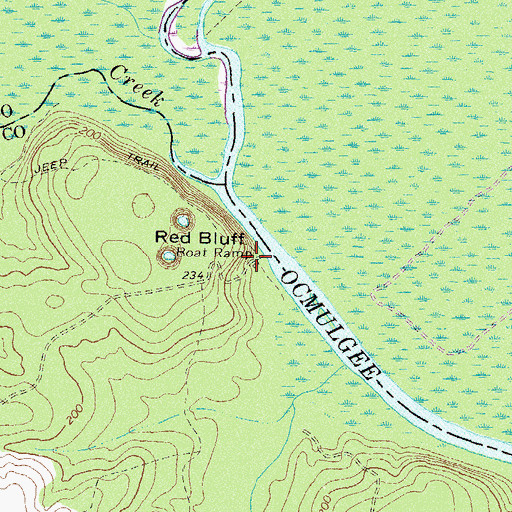 Topographic Map of Red Bluff, GA