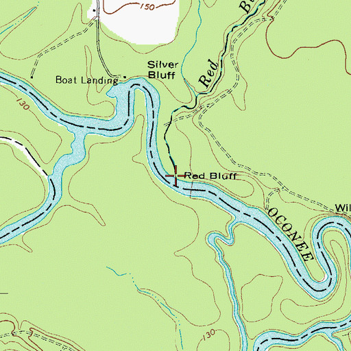 Topographic Map of Red Bluff, GA