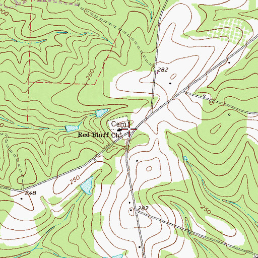 Topographic Map of Red Bluff Church, GA