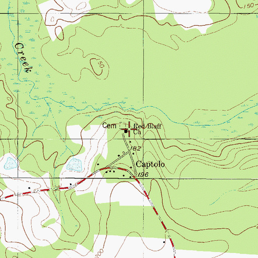 Topographic Map of Red Bluff Church, GA