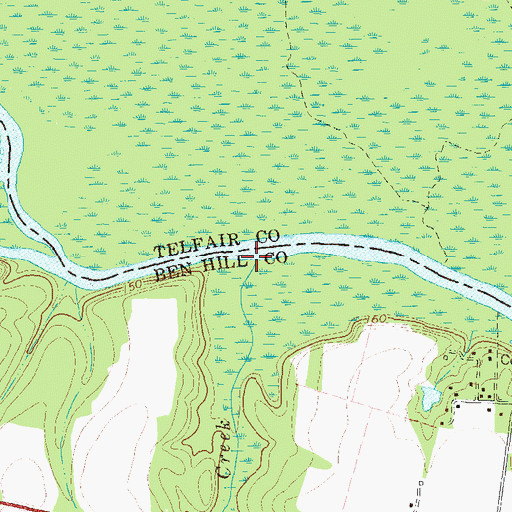 Topographic Map of Red Bluff Creek, GA