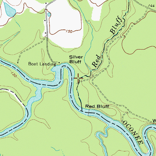 Topographic Map of Red Bluff Creek, GA