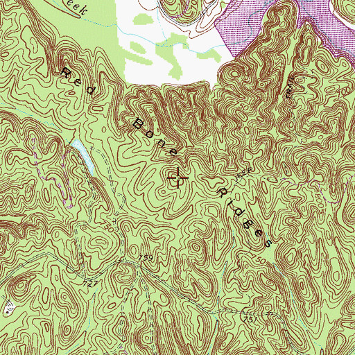 Topographic Map of Red Bone Ridges, GA