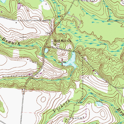 Topographic Map of Red Hill Branch, GA