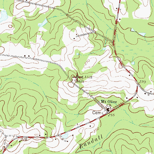 Topographic Map of Red Hill Cemetery, GA