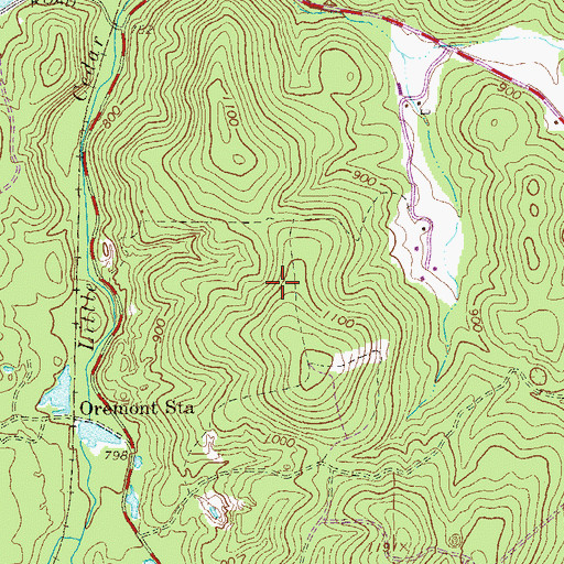 Topographic Map of Red Hill Cemetery, GA