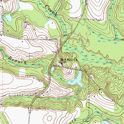 Topographic Map of Red Hill Church, GA