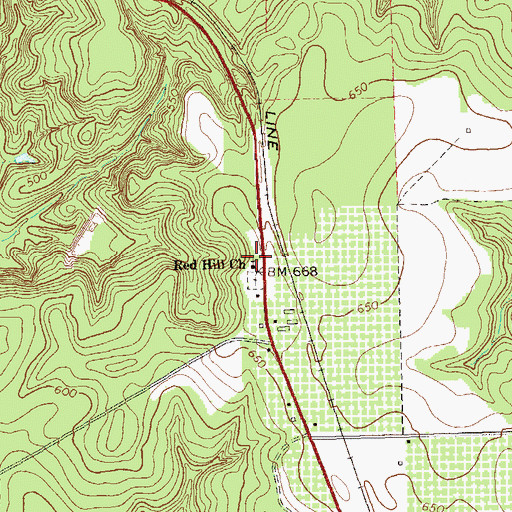 Topographic Map of Red Hill Church, GA
