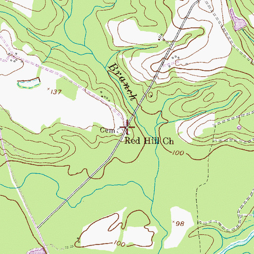 Topographic Map of Red Hill Church, GA