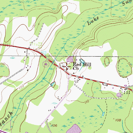Topographic Map of Red Hill Church, GA
