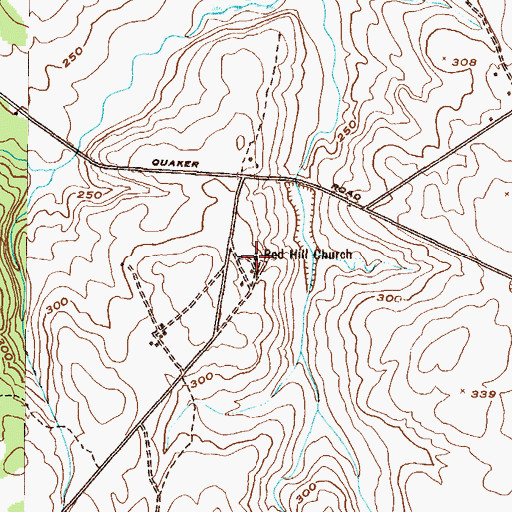 Topographic Map of Red Hill Church, GA