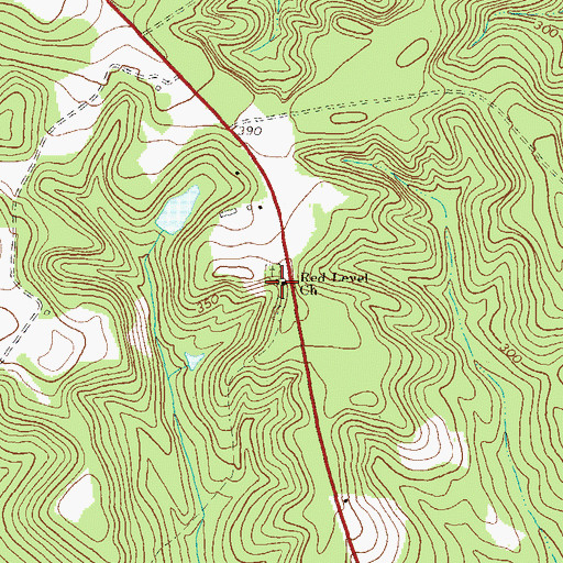 Topographic Map of Red Level Church, GA