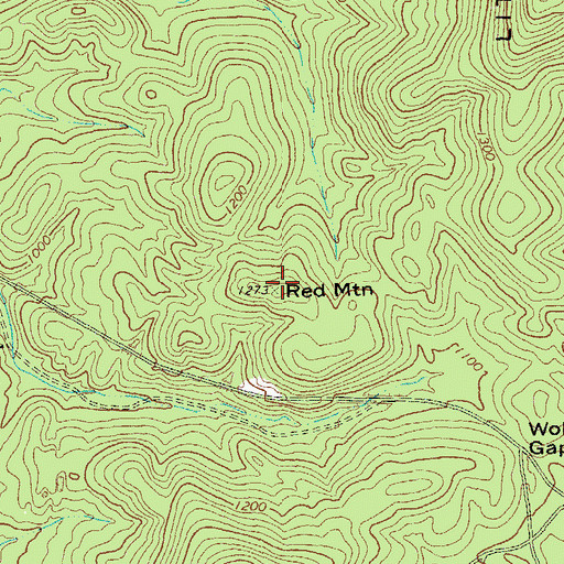 Topographic Map of Red Mountain, GA