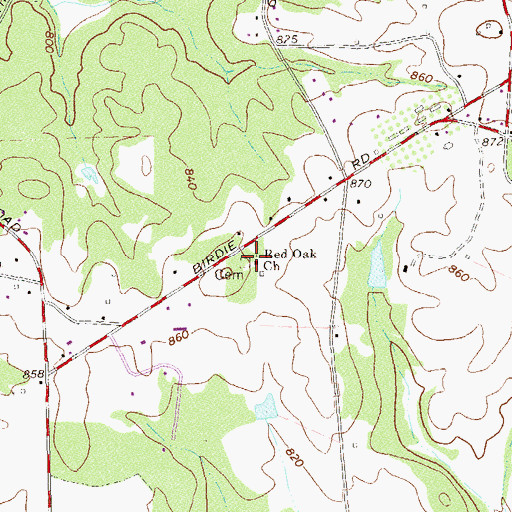Topographic Map of Red Oak Church, GA