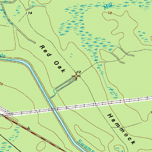 Topographic Map of Red Oak Hammock, GA
