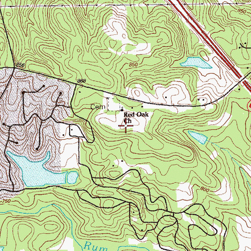 Topographic Map of Red Oak Elementary School, GA