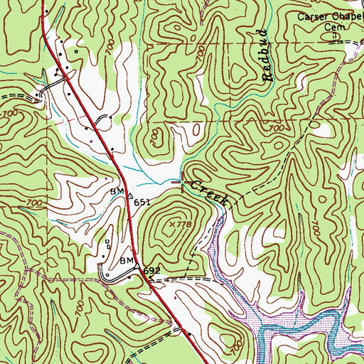 Topographic Map of Redbud Creek, GA