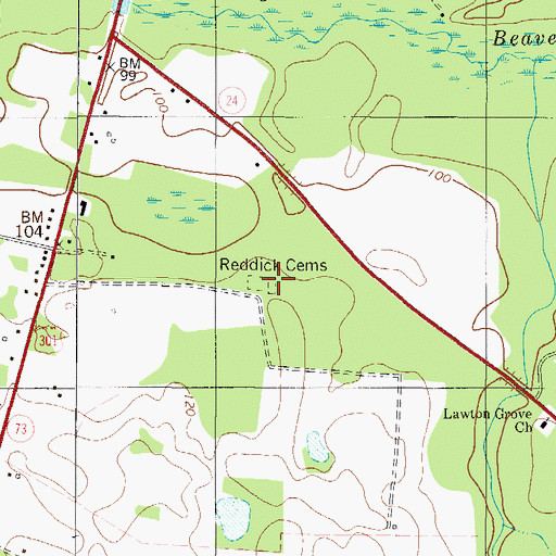 Topographic Map of Reddick Cemetery, GA