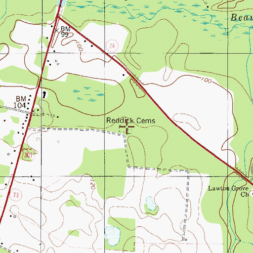 Topographic Map of Reddick Cemetery, GA