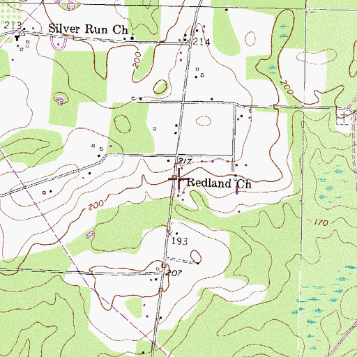 Topographic Map of Redland Church, GA