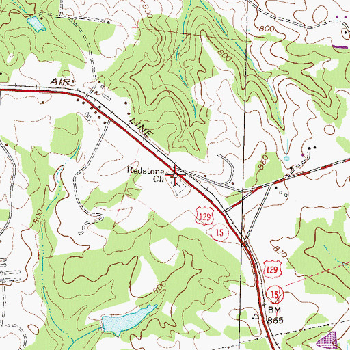 Topographic Map of Redstone Church, GA