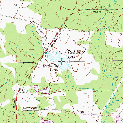 Topographic Map of Redwine Lake, GA