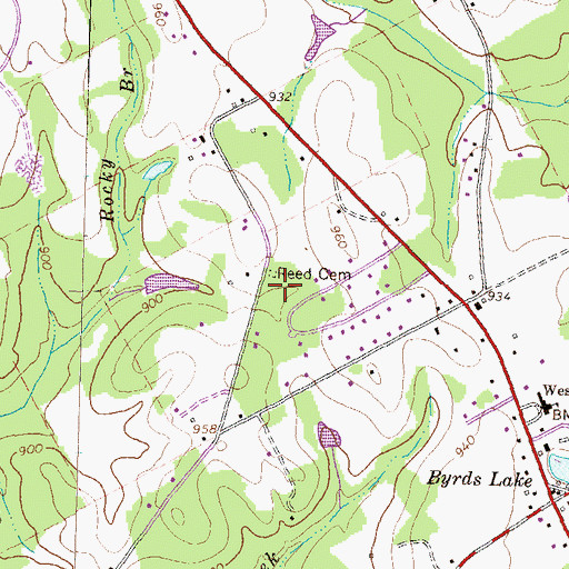 Topographic Map of Reed Cemetery, GA