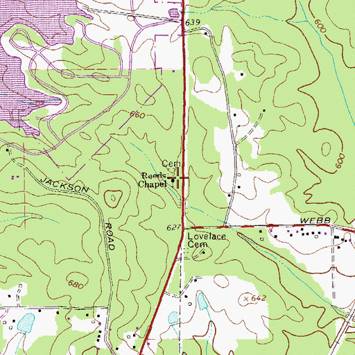Topographic Map of Reeds Chapel, GA