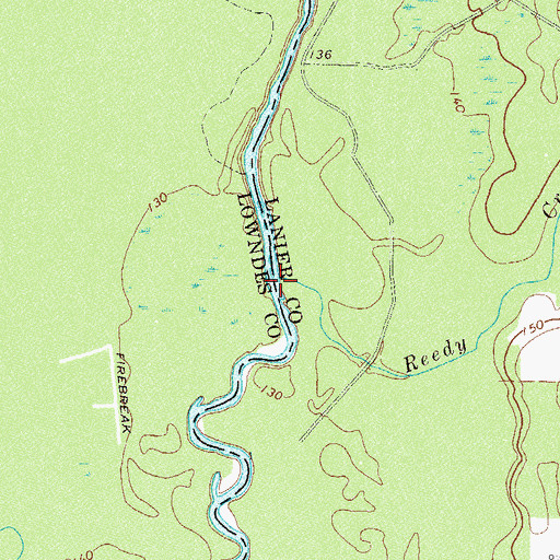 Topographic Map of Reedy Creek, GA