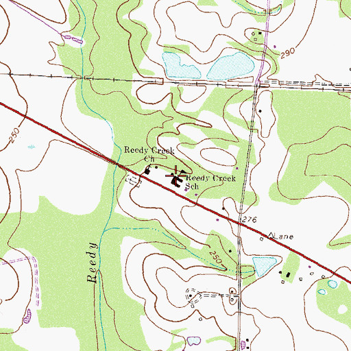 Topographic Map of Reedy Creek School, GA
