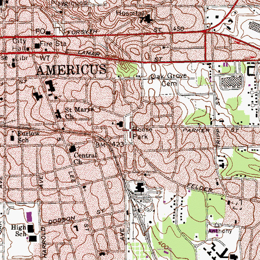 Topographic Map of Reese Park, GA