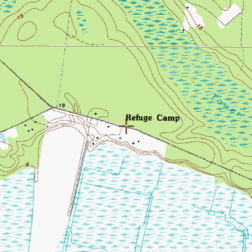 Topographic Map of Refuge Camp, GA