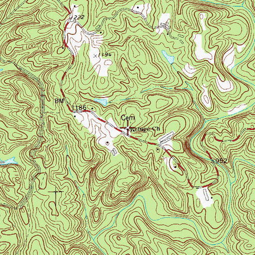 Topographic Map of Refuge Church, GA