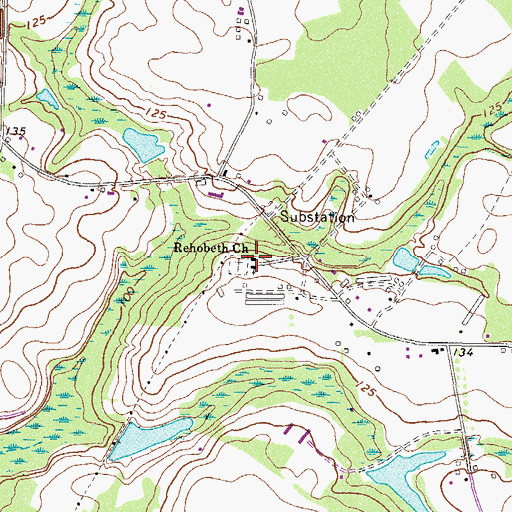 Topographic Map of Rehobeth Church, GA