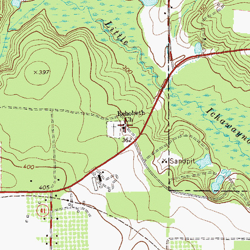 Topographic Map of Rehobeth Church, GA
