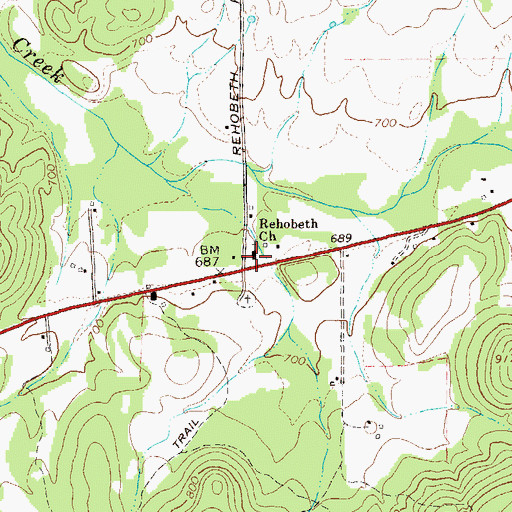 Topographic Map of Rehobeth Church, GA
