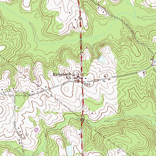 Topographic Map of Rehoboth Church, GA
