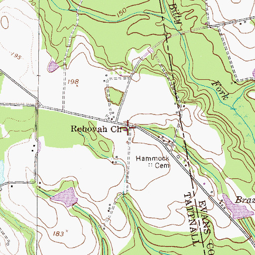 Topographic Map of Rehovah Church, GA