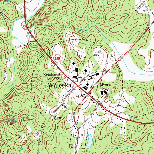 Topographic Map of Reinhardt College, GA