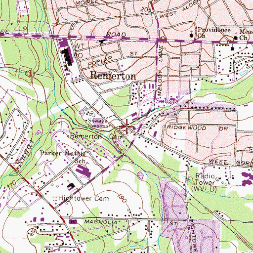 Topographic Map of Remerton Cemetery, GA