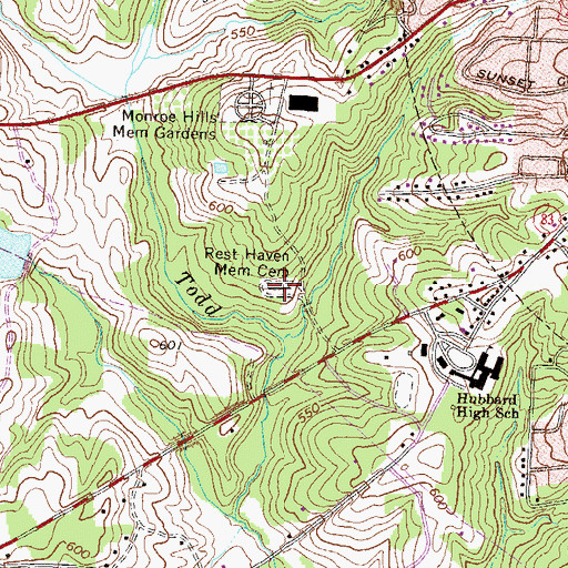 Topographic Map of Rest Haven Memorial Cemetery, GA
