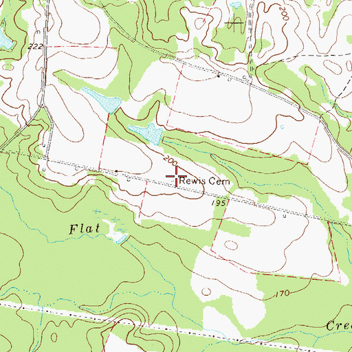 Topographic Map of Rewis Cemetery, GA