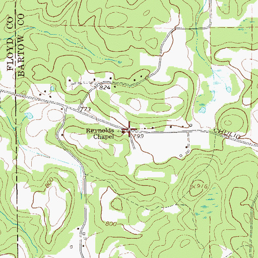 Topographic Map of Reynolds Chapel, GA