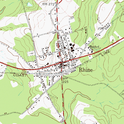 Topographic Map of Rhine, GA