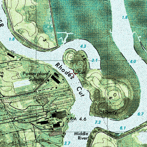 Topographic Map of Rhodes Cut, GA