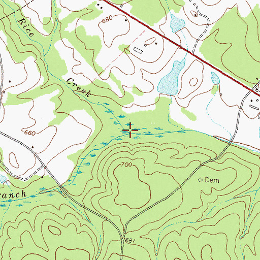 Topographic Map of Rice Creek, GA