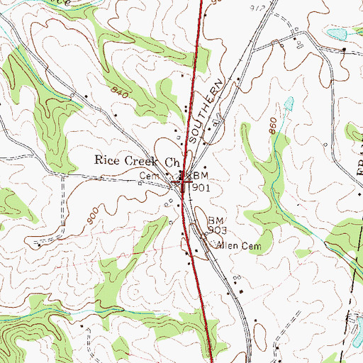 Topographic Map of Rice Creek Church, GA