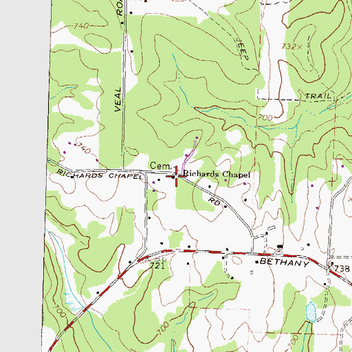 Topographic Map of Richards Chapel, GA